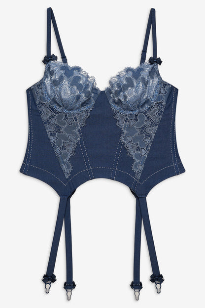 Denim Hearts Bustier — Blue