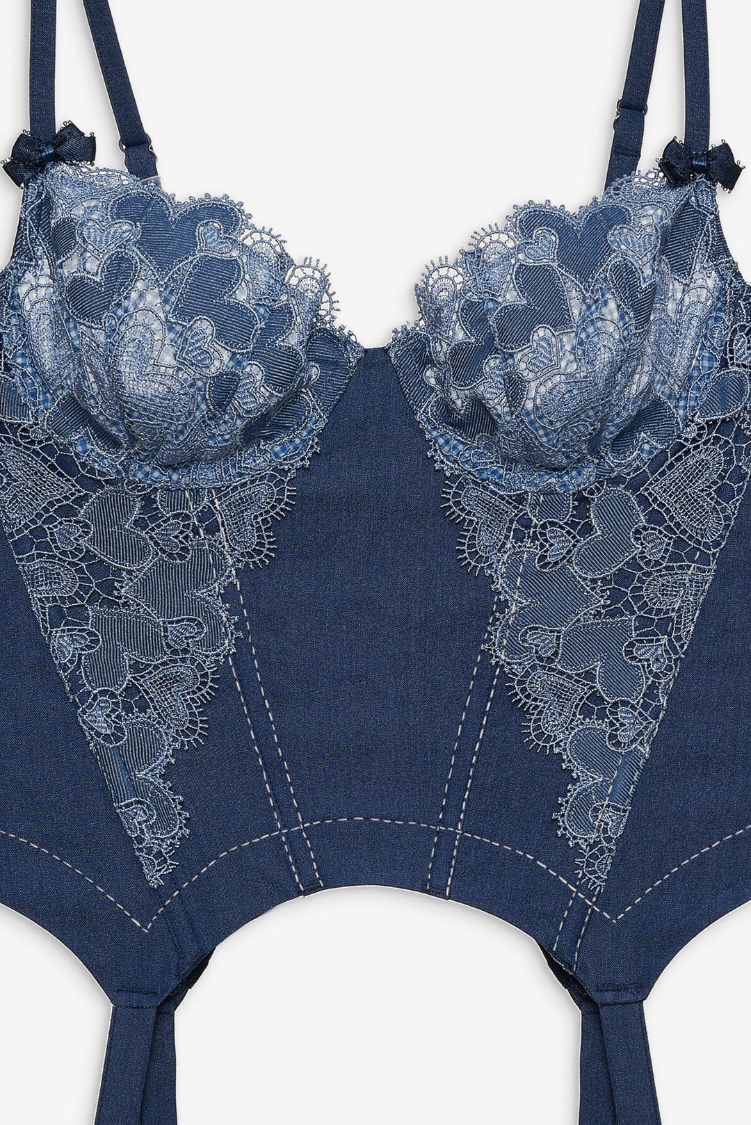 Denim Hearts Bustier — Blue
