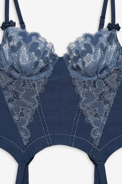 Denim Hearts Bustier — Blue
