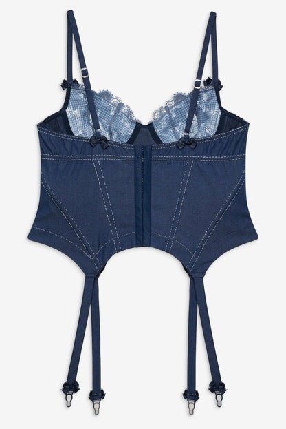 Denim Hearts Bustier — Blue