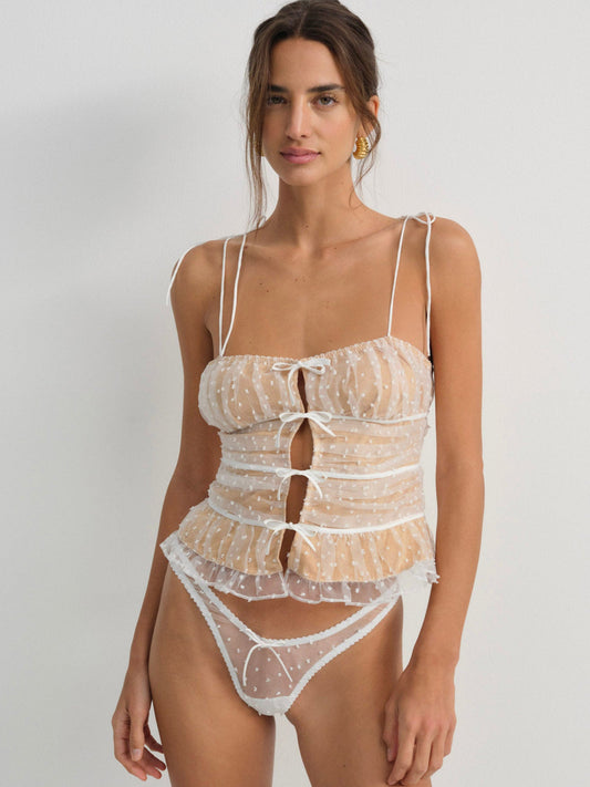 Devon Dot Bustier — White