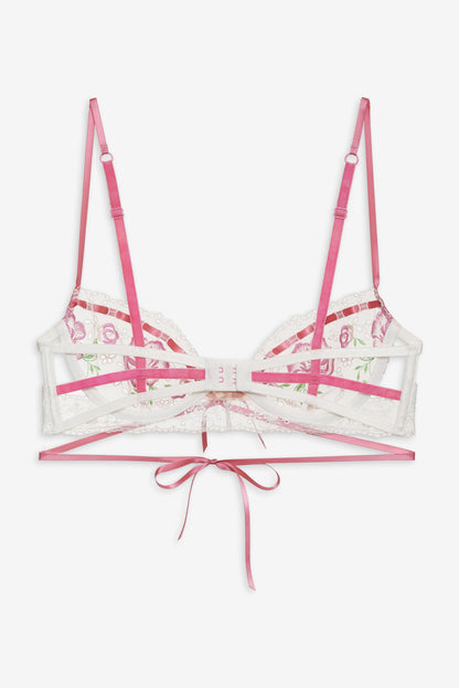 Rose Milk Eyelet Underwire Bra — Pink