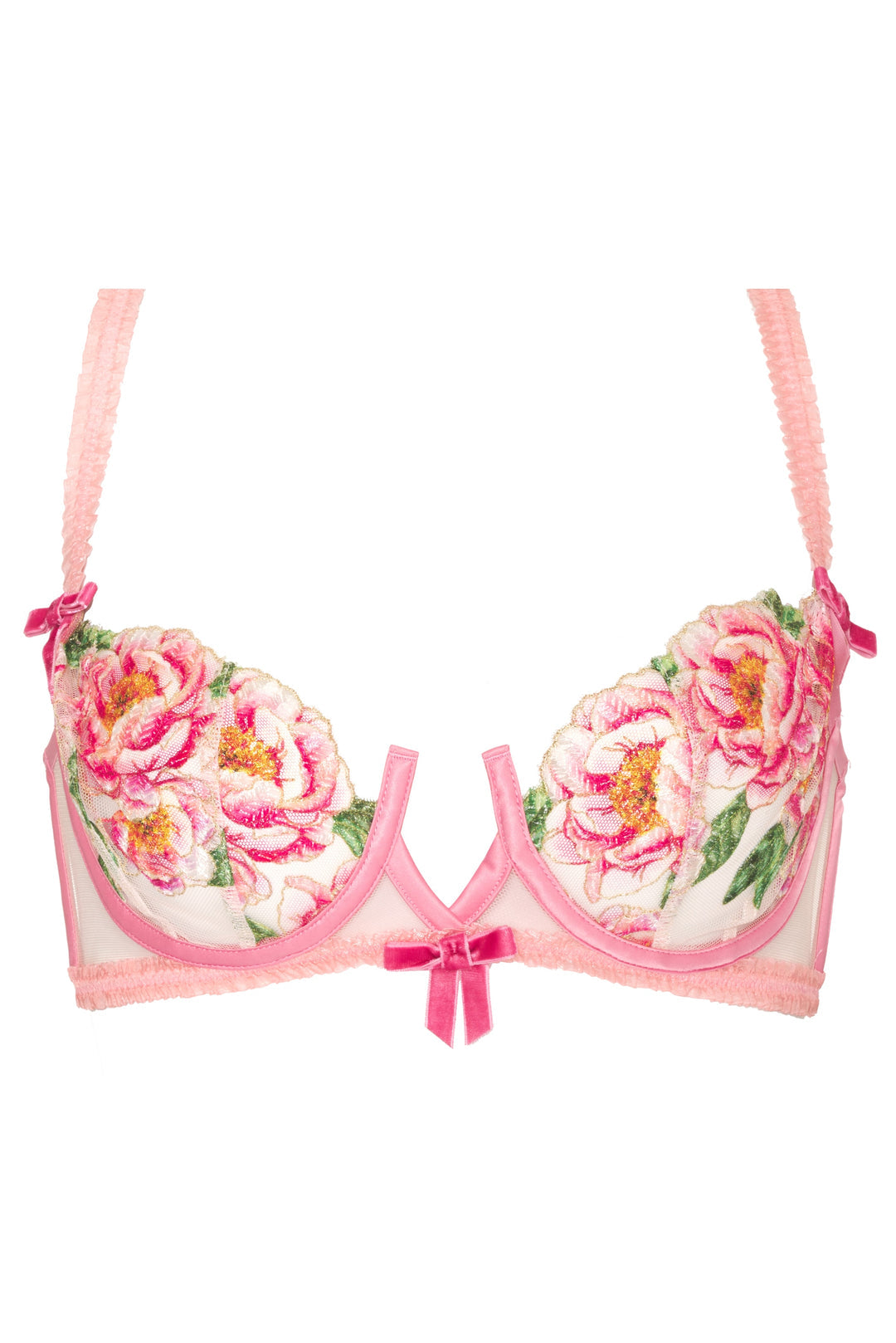 Needle Point Roses Underwire Bra — Pink