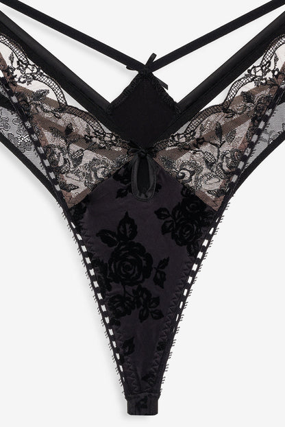 Sonia Double Layer Thong Panty — Black