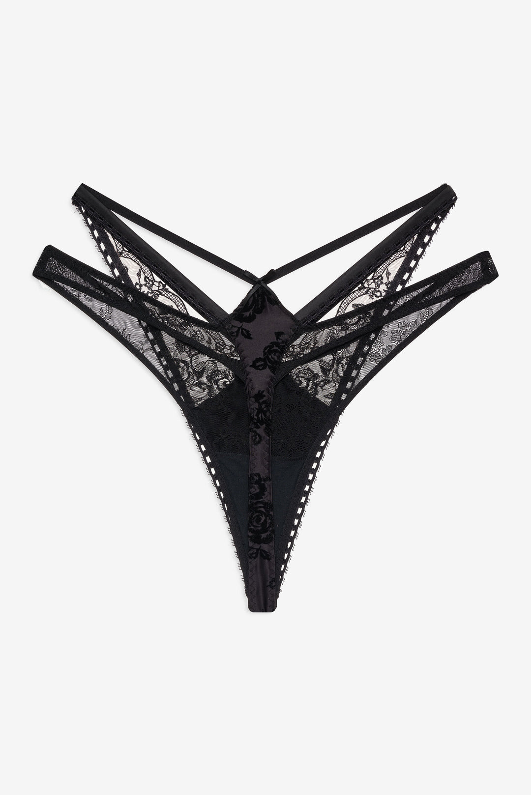 Sonia Double Layer Thong Panty — Black