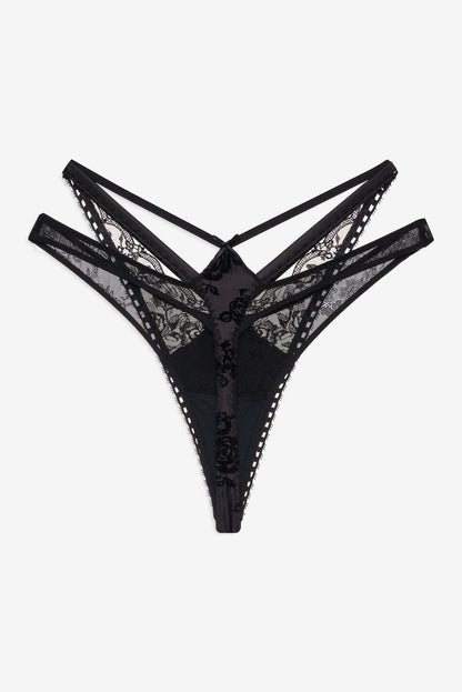 Sonia Double Layer Thong Panty — Black