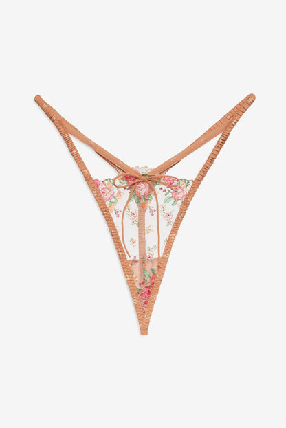 Glimmer Rosebud Thong Panty — Terracotta