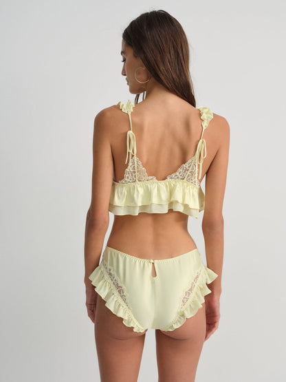 Butterfly Lace Ruffle Cheeky Panty — Yellow
