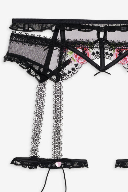 Love Garden Garter Belt — Black