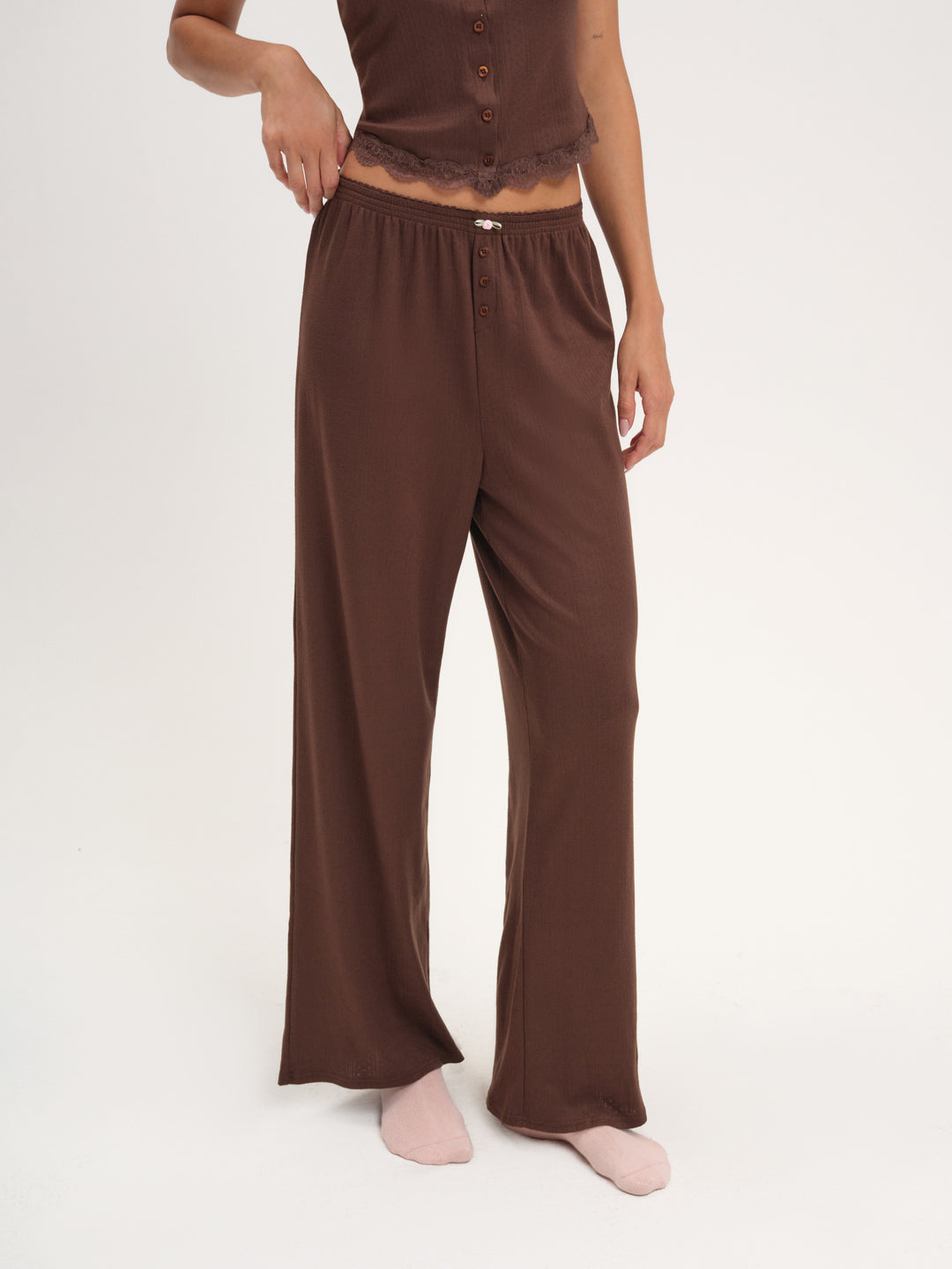 Elliana Wide Leg Pant — Chocolate