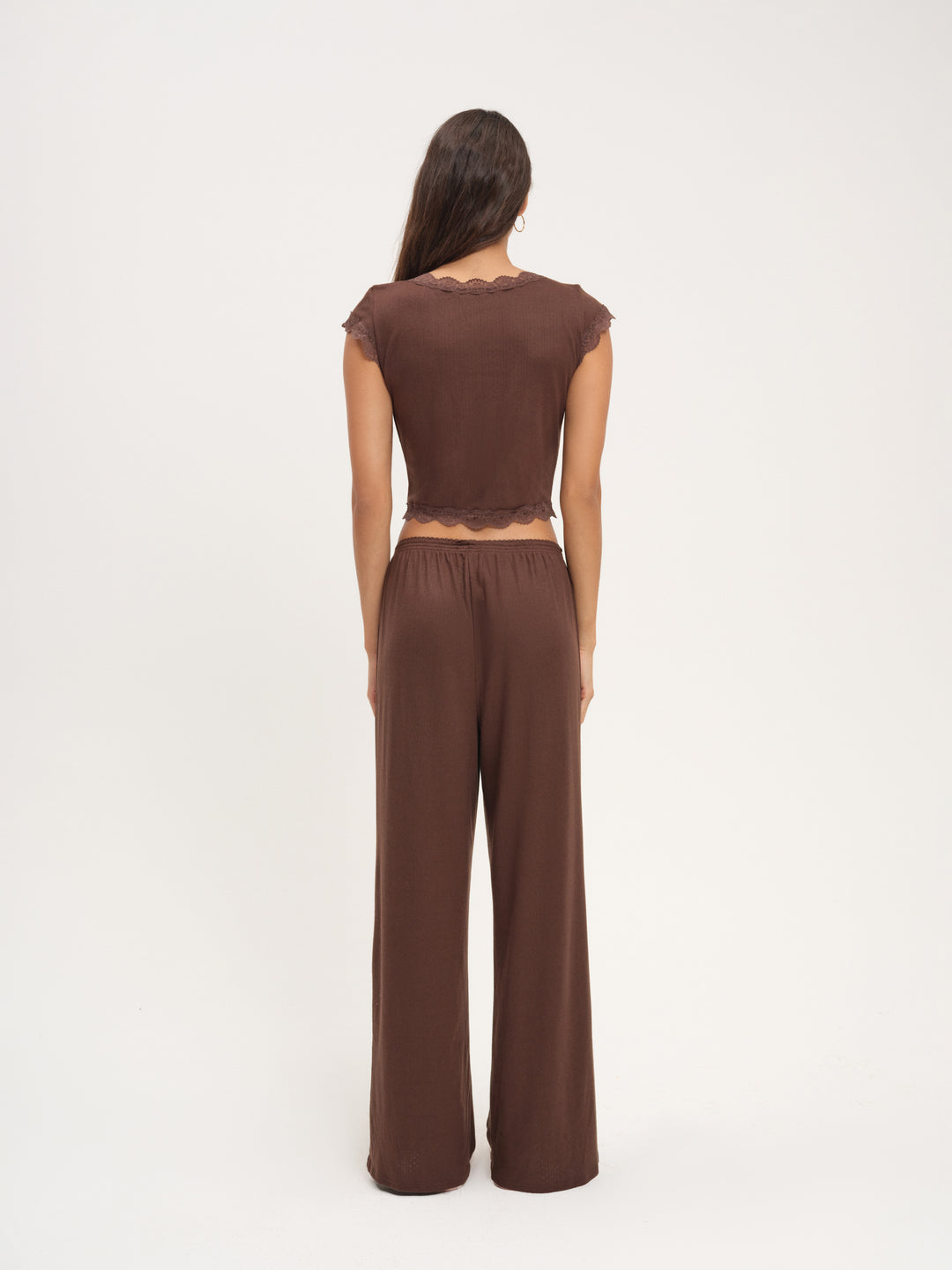 Elliana Wide Leg Pant — Chocolate