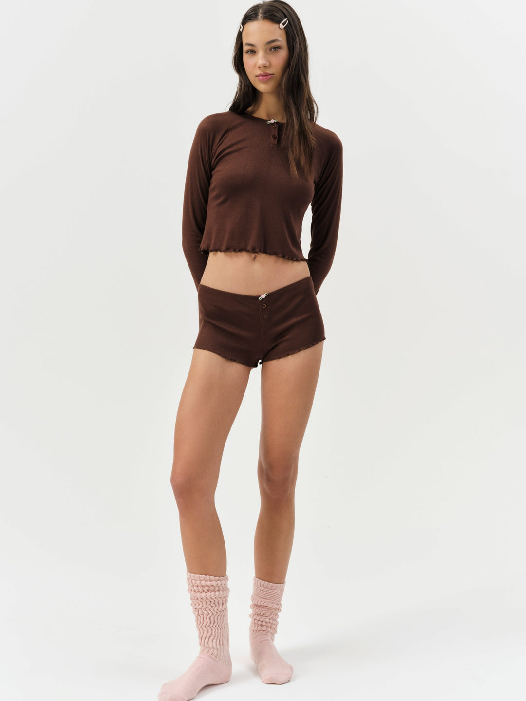 Elliana Sleep Short — Chocolate