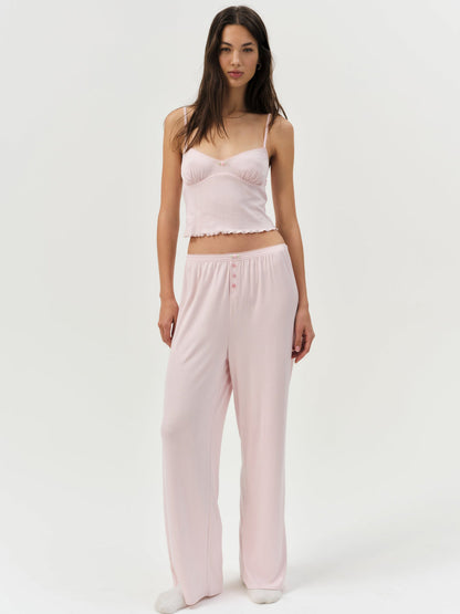 Elliana Wide Leg Pant — Dusty Pink