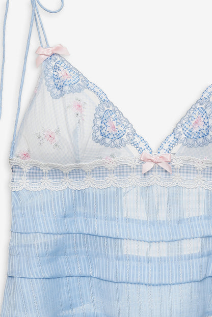 Dainty Doily Sleep Top — Blue