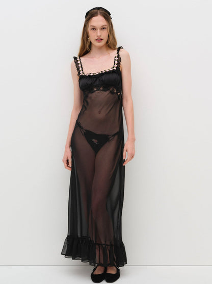 Gertrude Maxi Slip Dress — Black