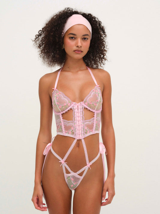 Ily Embroidered Teddy — Pink