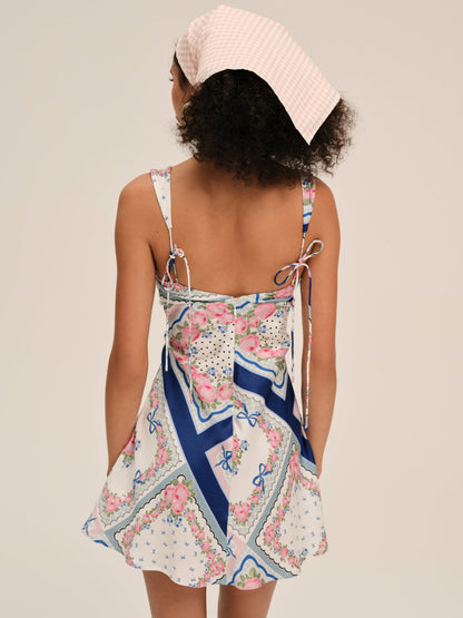 Summer Scarf Mini Dress — Blue