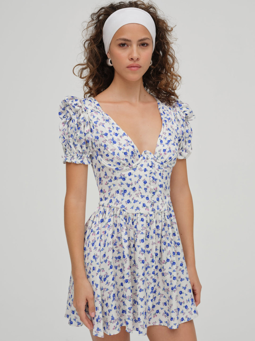 Paulina Puff Sleeve Dress — Blue