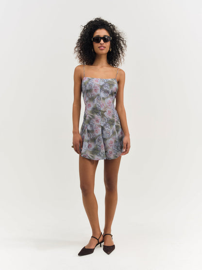 Fallen Floral Mini Dress — Purple