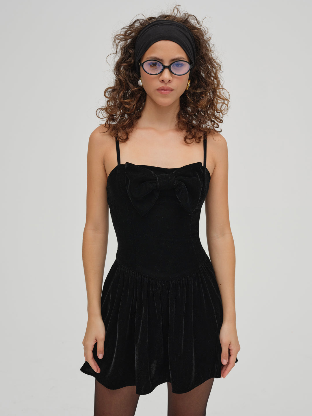 Martini Velvet Mini Dress — Black
