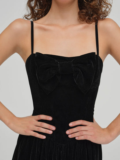 Martini Velvet Mini Dress — Black
