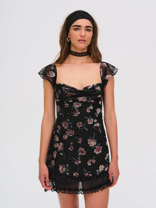 Aigrette Mini Dress — Black