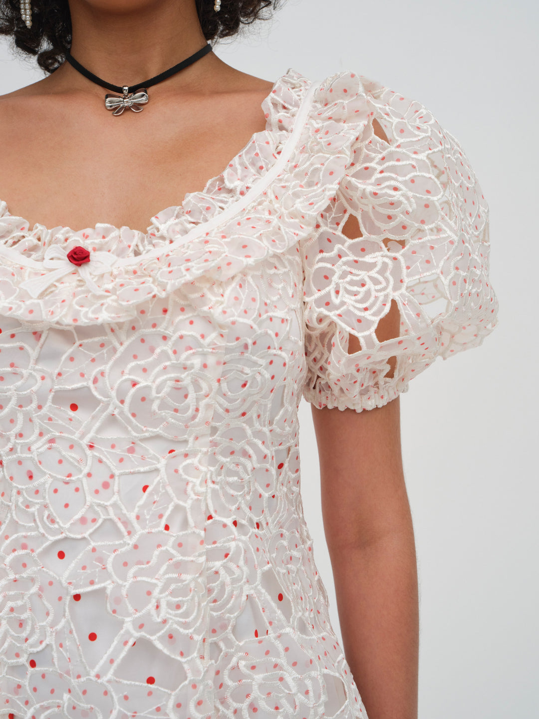 Aphrodite Embroidered Mini Dress — White