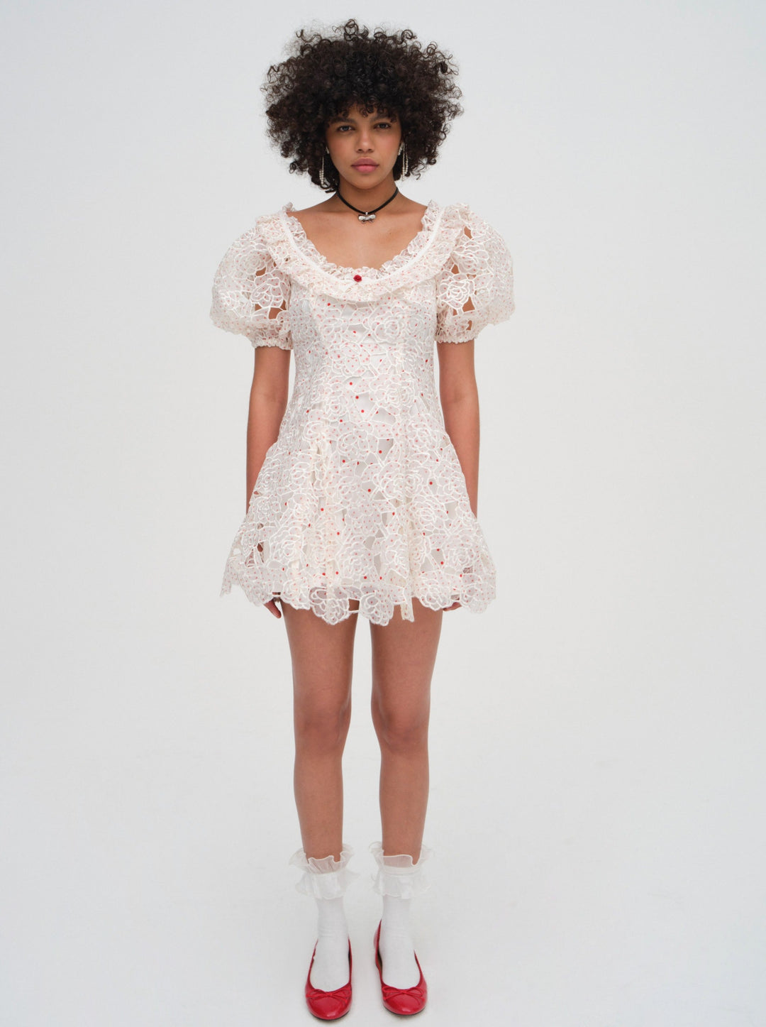 Aphrodite Embroidered Mini Dress — White