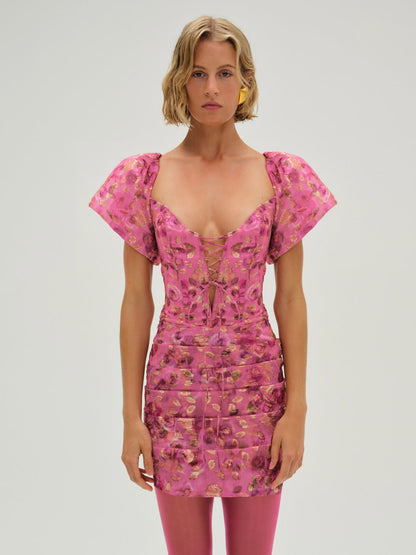 Blurred Roses Mini Dress — Pink