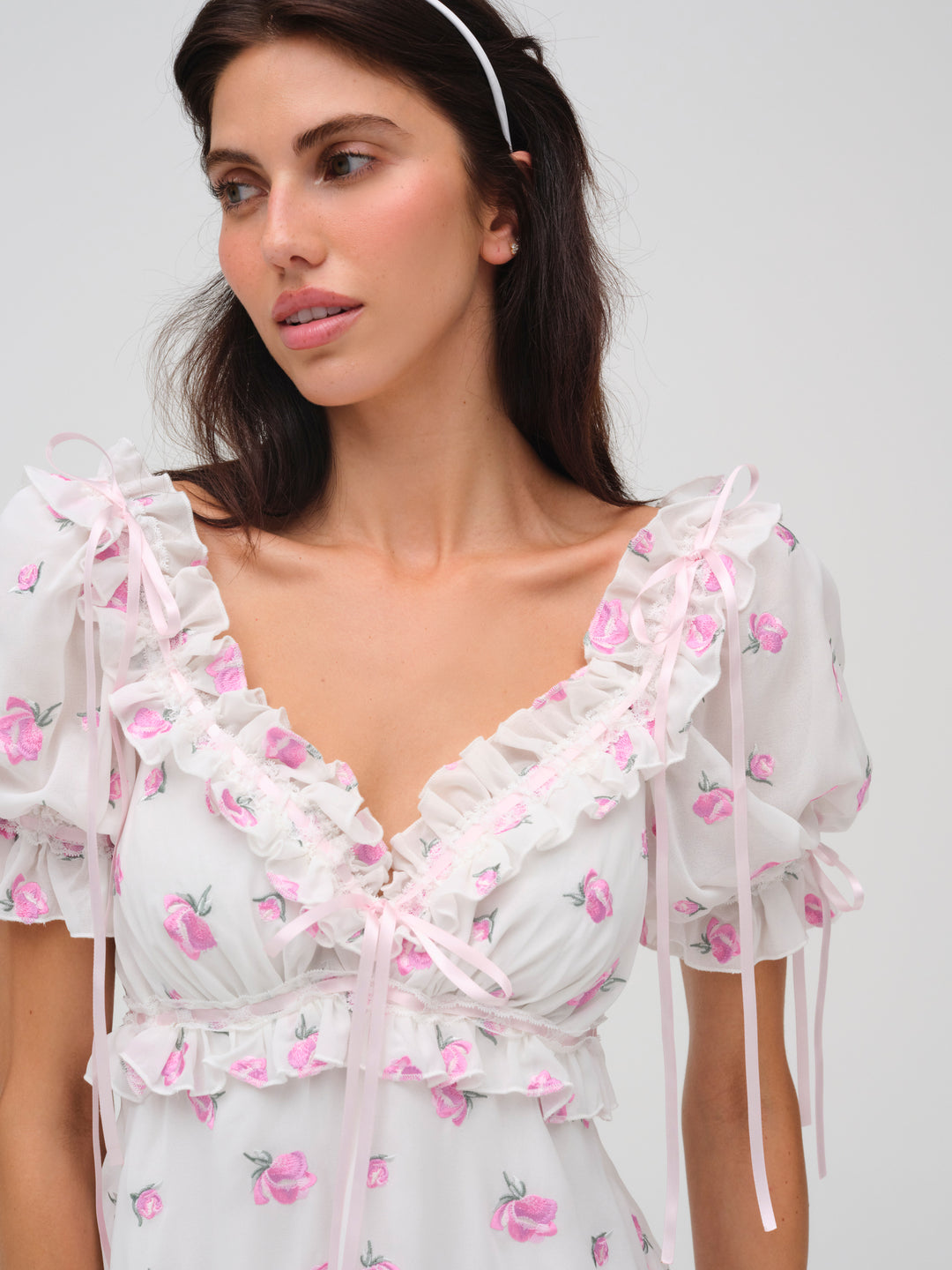 Fiona Floral Mini Dress — White
