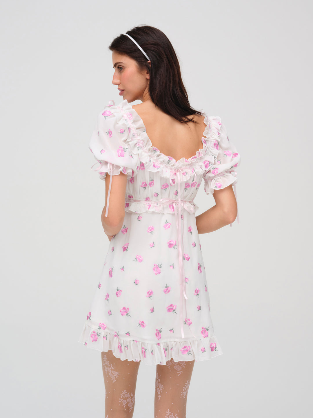 Fiona Floral Mini Dress — White