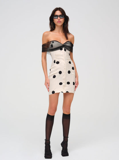 Dorothy Dot Mini Dress — Cream