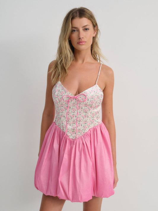 Berry Bud Bubble Mini Dress — Pink
