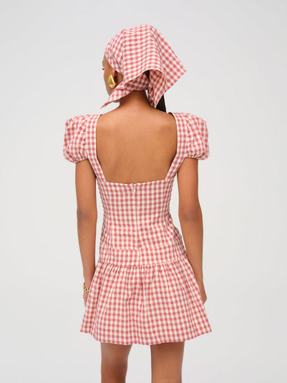 Georgia Gingham Short Sleeve Mini Dress — Mauve