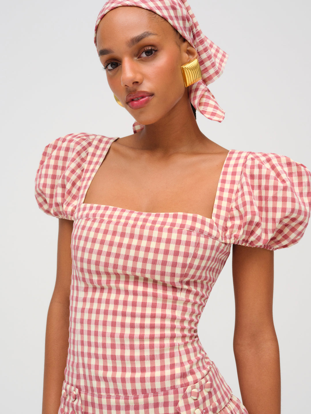 Georgia Gingham Short Sleeve Mini Dress — Mauve