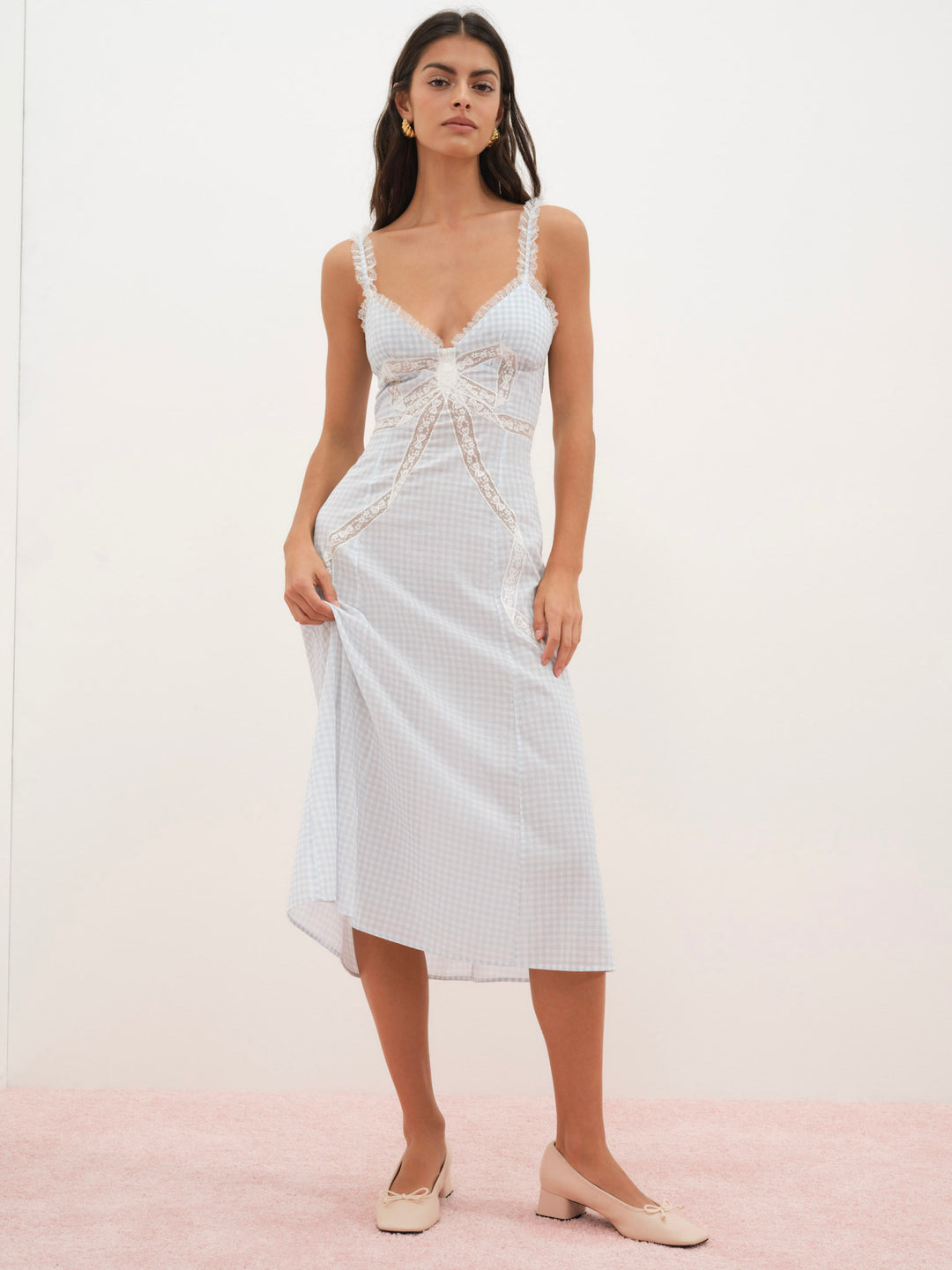 Bluebell Gingham Midi Dress — Blue