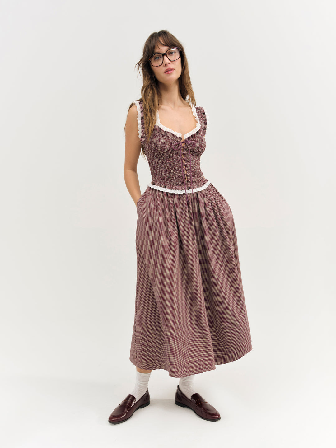 Morgan Midi Dress — Burgundy