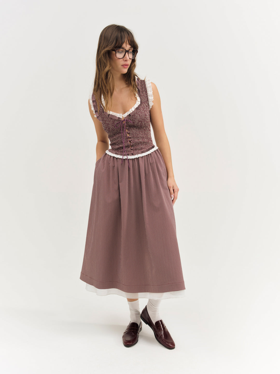 Morgan Midi Dress — Burgundy