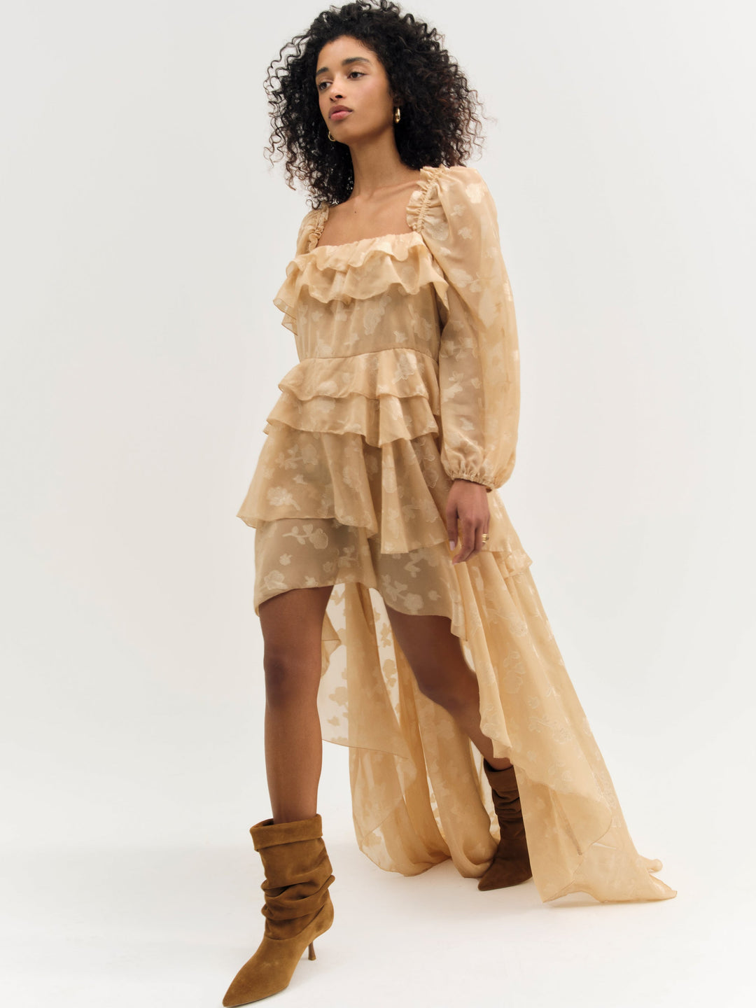 Colette Satin Burnout Maxi Dress — Taupe
