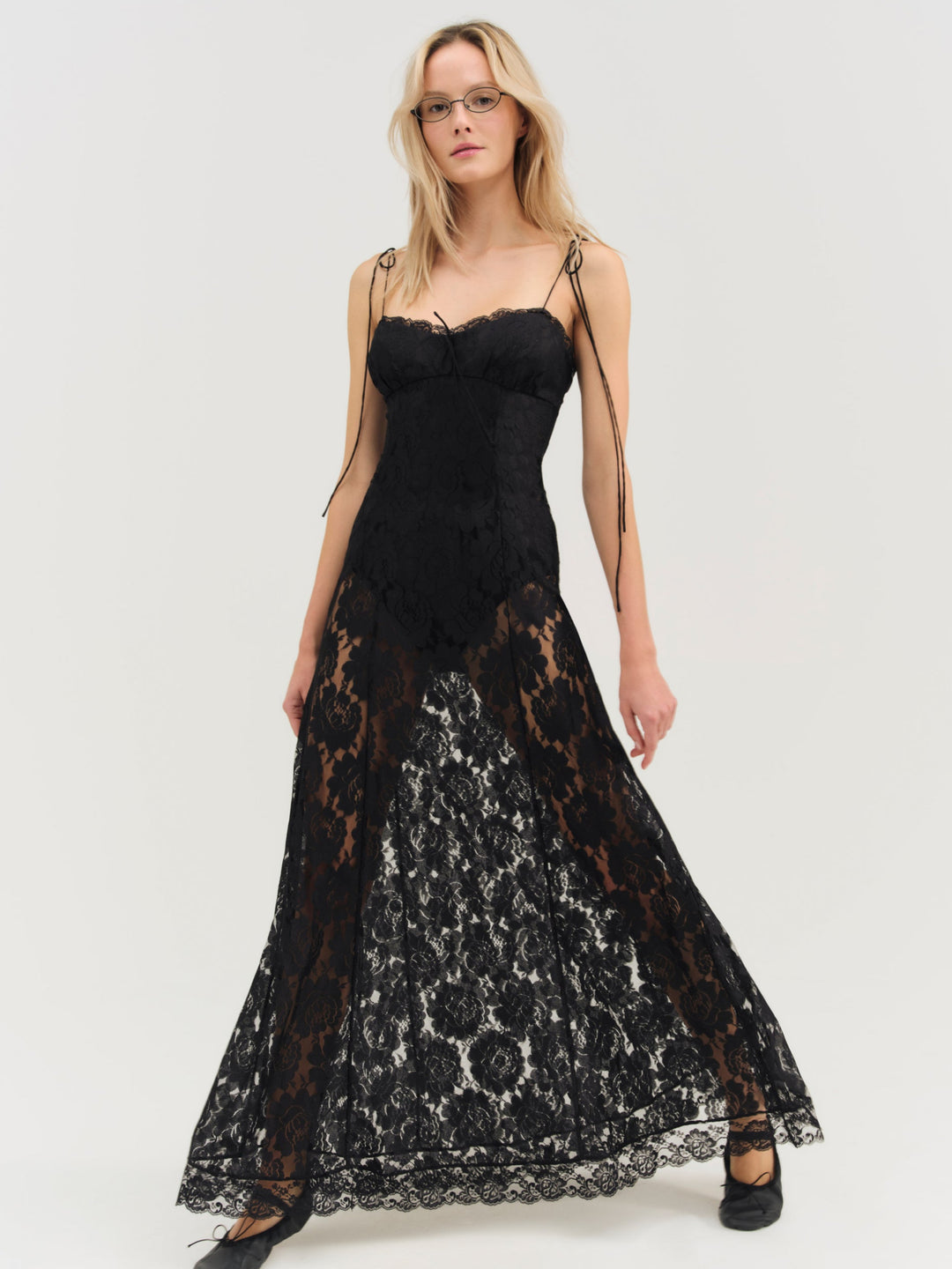 Claudia Rose Lace Maxi Dress — Black