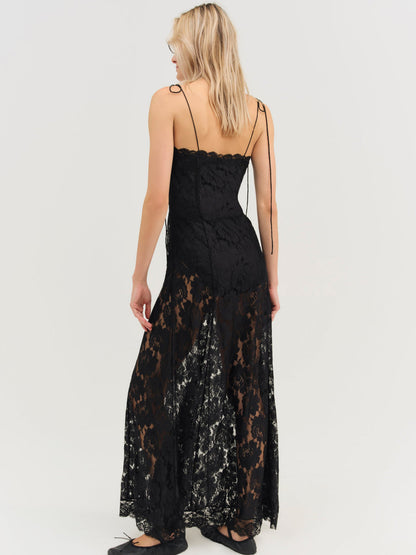 Claudia Rose Lace Maxi Dress — Black
