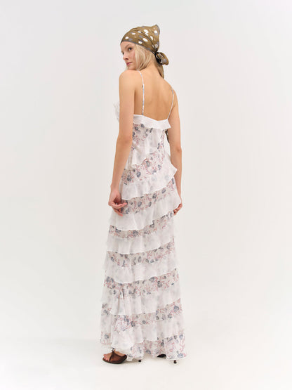 Debby Ruffled Maxi Dress — White